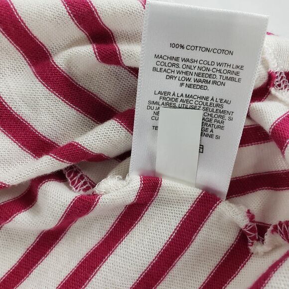 NEW! Express One Eleven SIZE M Red Pink White Stripe Tie Front Blouse 3/4 Sleeve - Picture 9 of 11